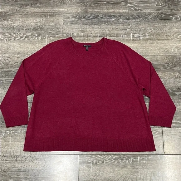Eileen Fisher Rich Burgundy Italian Yarn Sweater Size 3X - Picture 1 of 3